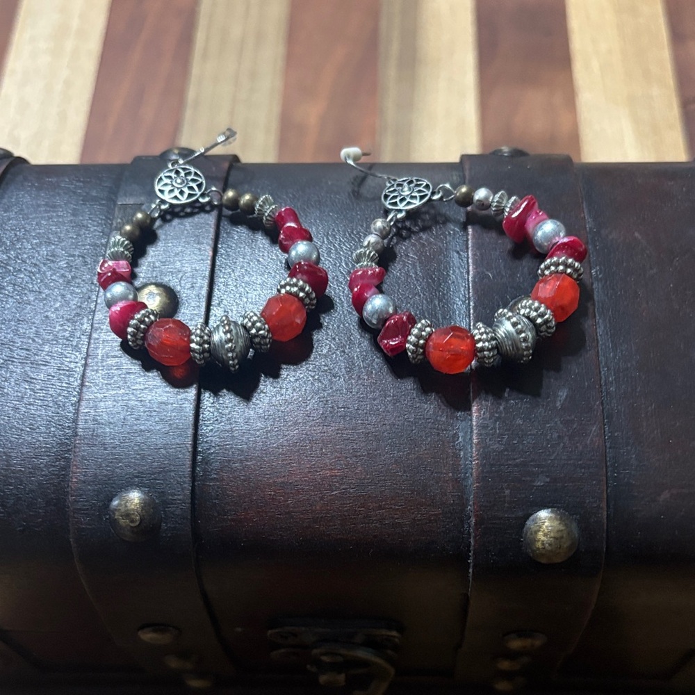 Elegant Beaded Hoop Earrings